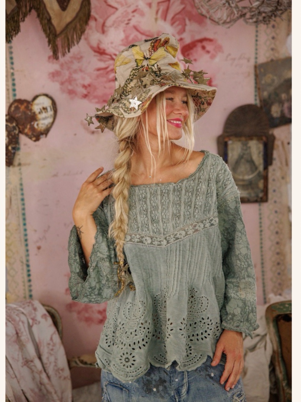 MP Crochet Jodi Top in Sage Green SOLD OUT